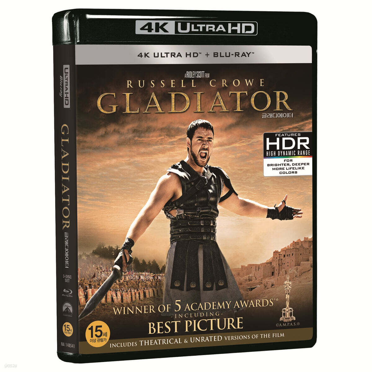Gladiator (2000) 4K UHD Blu-ray 3-Disc Korea Import Region Free English Sub