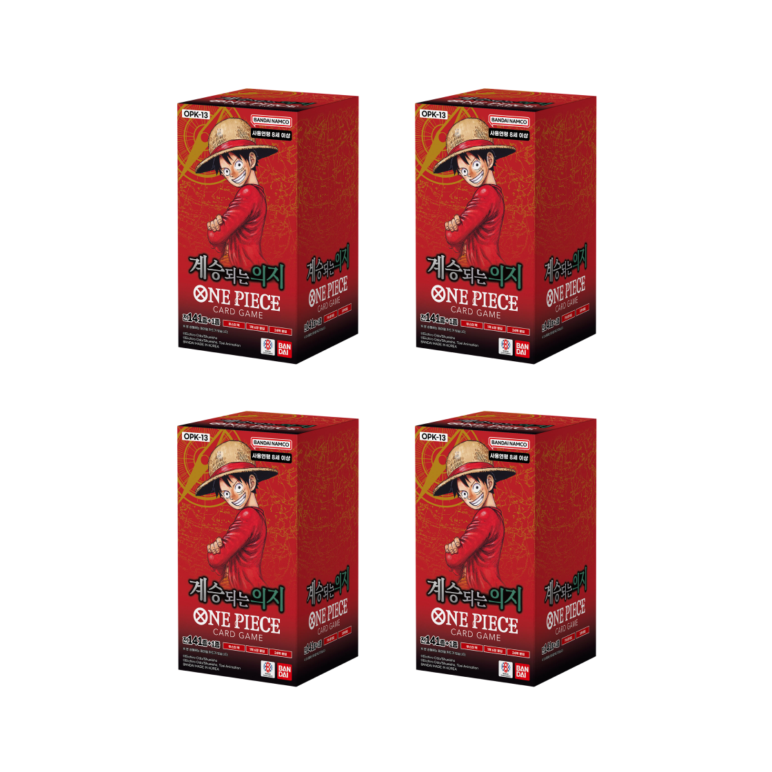 One Piece OPK-13 Booster Pack Carrying on His Will 4 Boxes Korean Ver Sealed